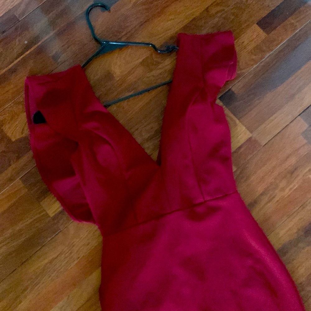 Long deep v neck cocktail dress